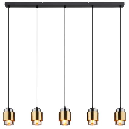 Globo - Pendelleuchte mit Kabel 5xE27/40W/230V schwarz/messing