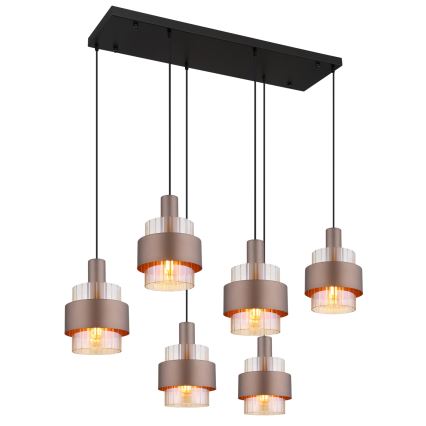 Globo - Pendelleuchte mit Seilaufhängung 6xE27/60W/230V