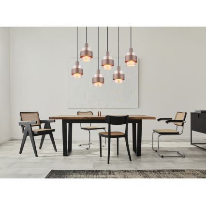 Globo - Pendelleuchte an Kabel 6xE27/60W/230V braun