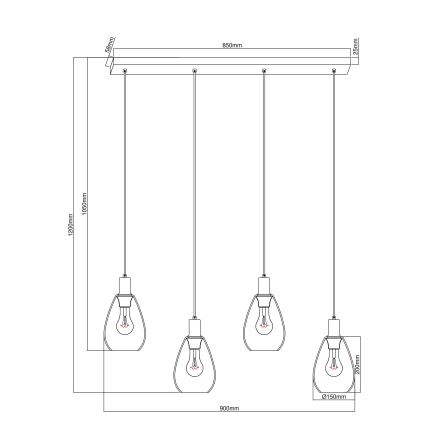 Globo - Deckenleuchte an Kabel 4xE27/40W/230V Messing