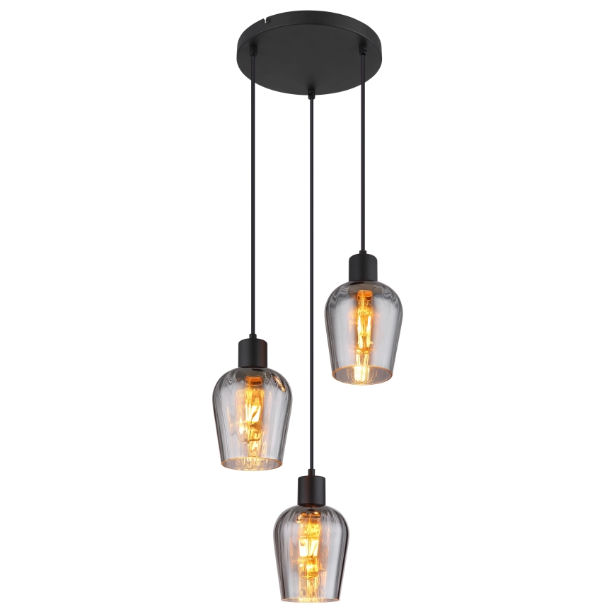 Globo - Hängeleuchte 3xE27/40W/230V d 28,5 cm schwarz