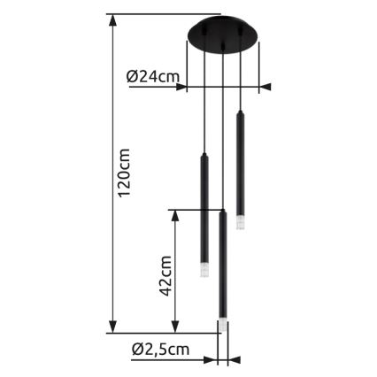 Globo - Hängeleuchte 3xG9/4W/230V d 24 cm schwarz
