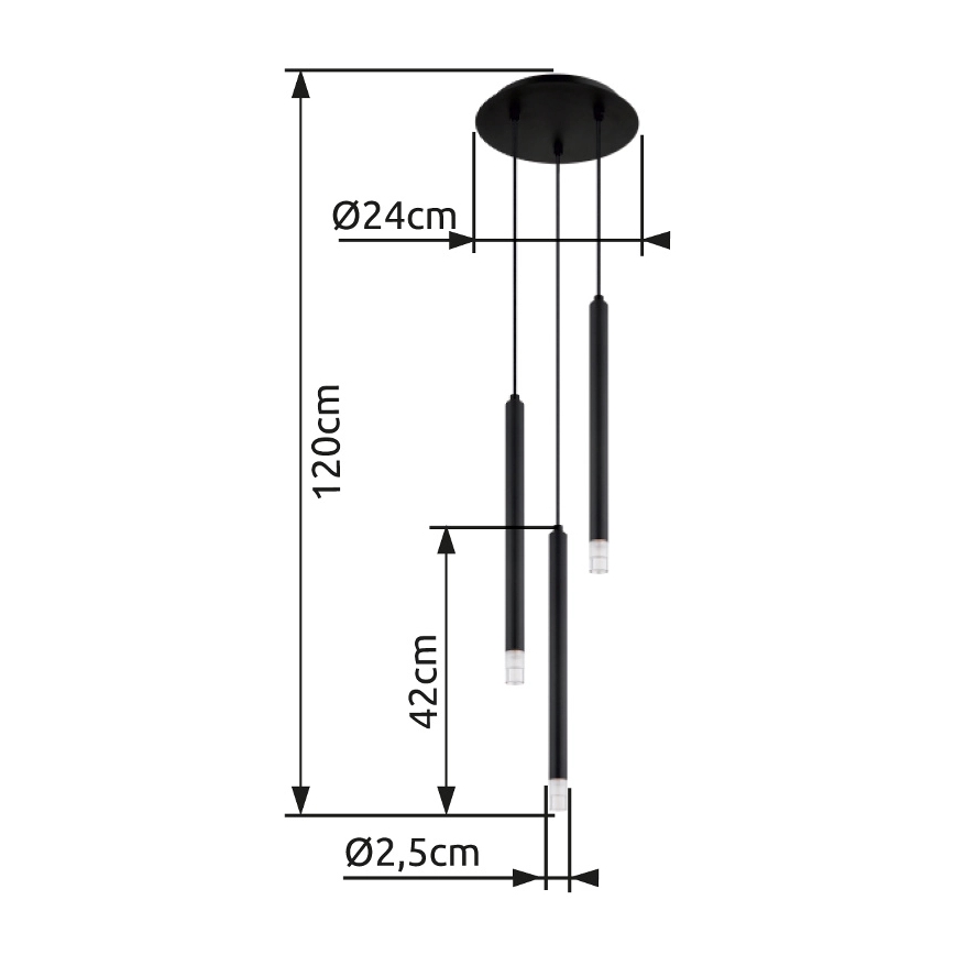 Globo - Hängeleuchte 3xG9/4W/230V d 24 cm schwarz