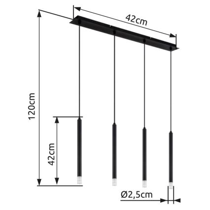 Globo - Hängeleuchte 4xG9/4W/230V schwarz