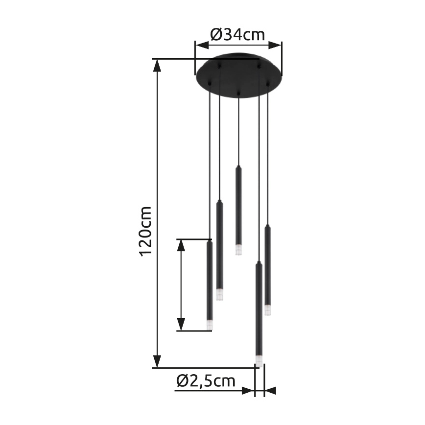Globo - Hängeleuchte 5xG9/4W/230V d 34 cm schwarz