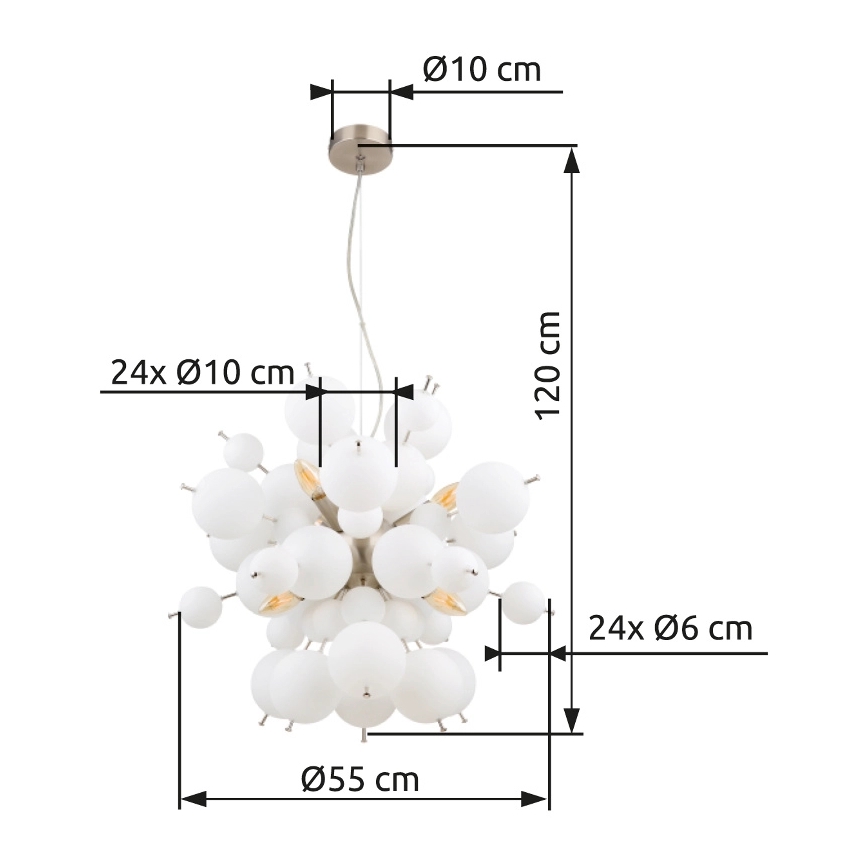 Globo - Hängeleuchte 6xE14/25W/230V d 55 cm weiß