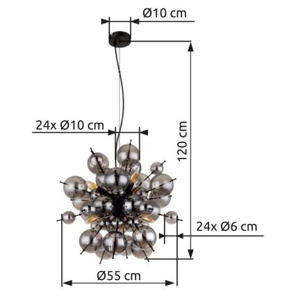 Globo - Hängeleuchte 6xE14/25W/230V d 55 cm schwarz