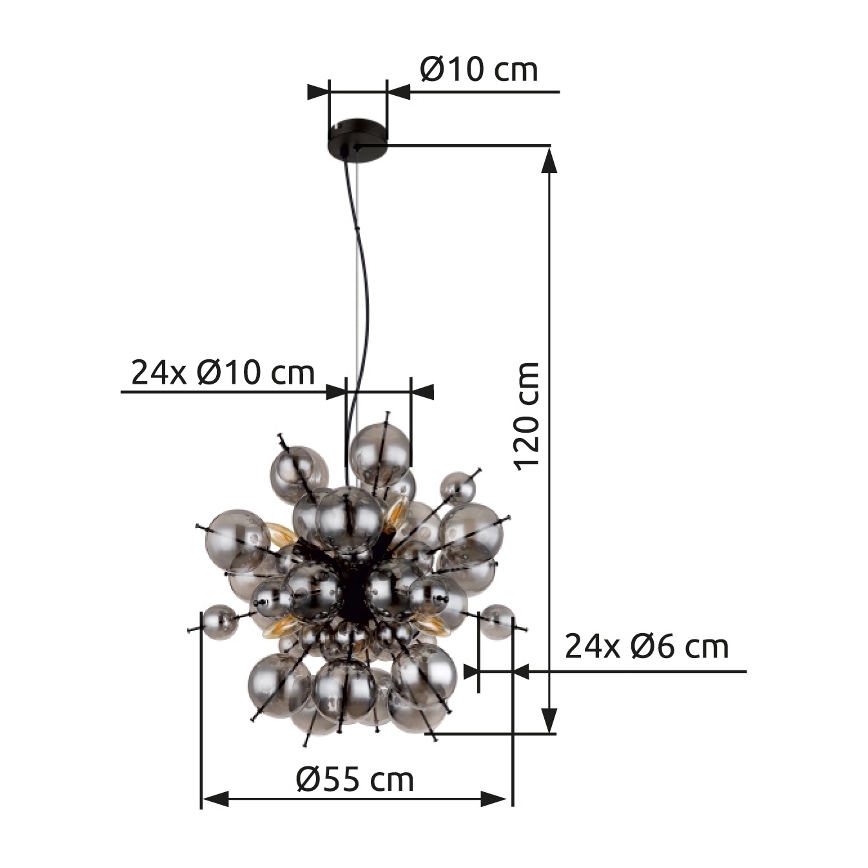 Globo - Hängeleuchte 6xE14/25W/230V d 55 cm schwarz