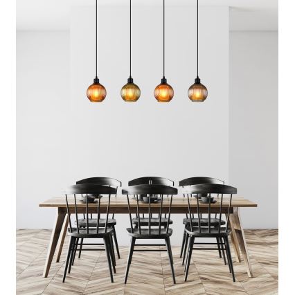 Globo - Hängeleuchte 4xE27/25W/230V kupfern/grün/blau