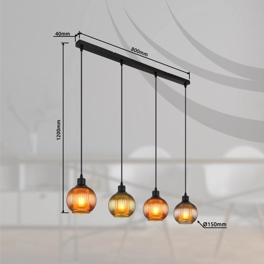 Globo - Hängeleuchte 4xE27/25W/230V kupfern/grün/blau