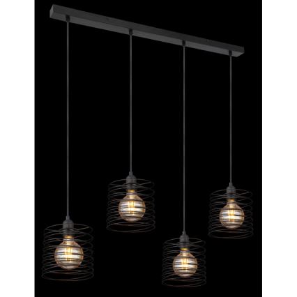 Globo 15640-4H - TILLY Pendelleuchte an Kabel, 4xE27/60W/230V, schwarz