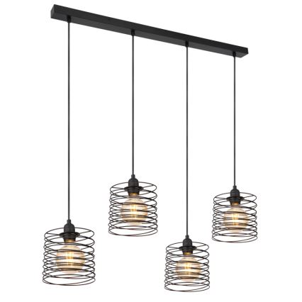Globo 15640-4H - TILLY Pendelleuchte an Kabel, 4xE27/60W/230V, schwarz