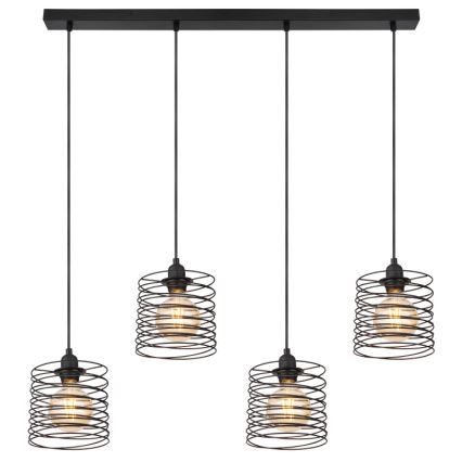 Globo 15640-4H - TILLY Pendelleuchte an Kabel, 4xE27/60W/230V, schwarz