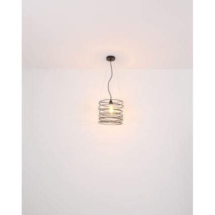 Globo 15640H - Pendelleuchte TILLY mit Seilaufhängung, 1x E27/60W/230V, schwarz
