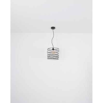 Globo 15640H - Pendelleuchte TILLY mit Seilaufhängung, 1x E27/60W/230V, schwarz