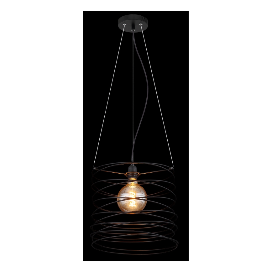 Globo 15640H - Pendelleuchte TILLY mit Seilaufhängung, 1x E27/60W/230V, schwarz