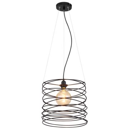 Globo 15640H - Pendelleuchte TILLY mit Seilaufhängung, 1x E27/60W/230V, schwarz