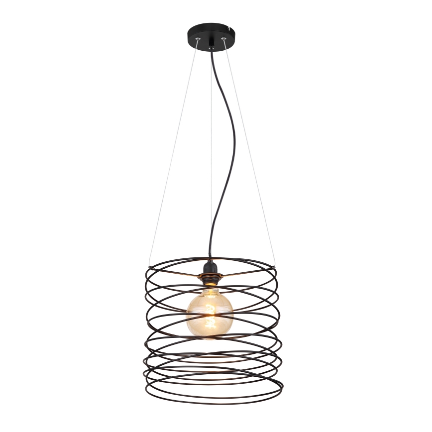 Globo 15640H - Pendelleuchte TILLY mit Seilaufhängung, 1x E27/60W/230V, schwarz