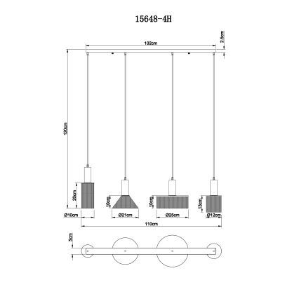 Globo - Hängeleuchte an Schnur 4xE27/60W/230V schwarz