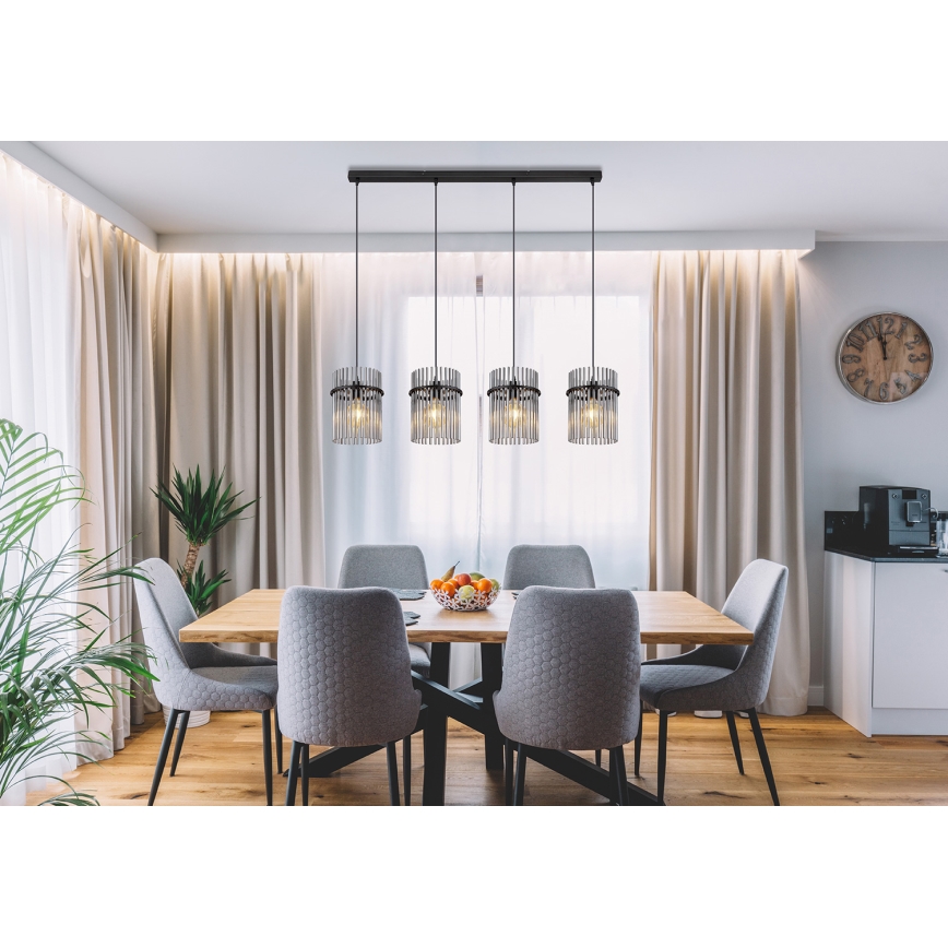 Globo - Hängeleuchte 4xE27/60W/230V schwarz
