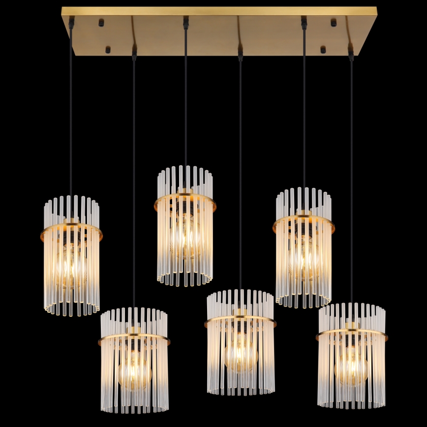 Globo - Hängeleuchte an Kabel 6xE27/60W/230V goldfarben