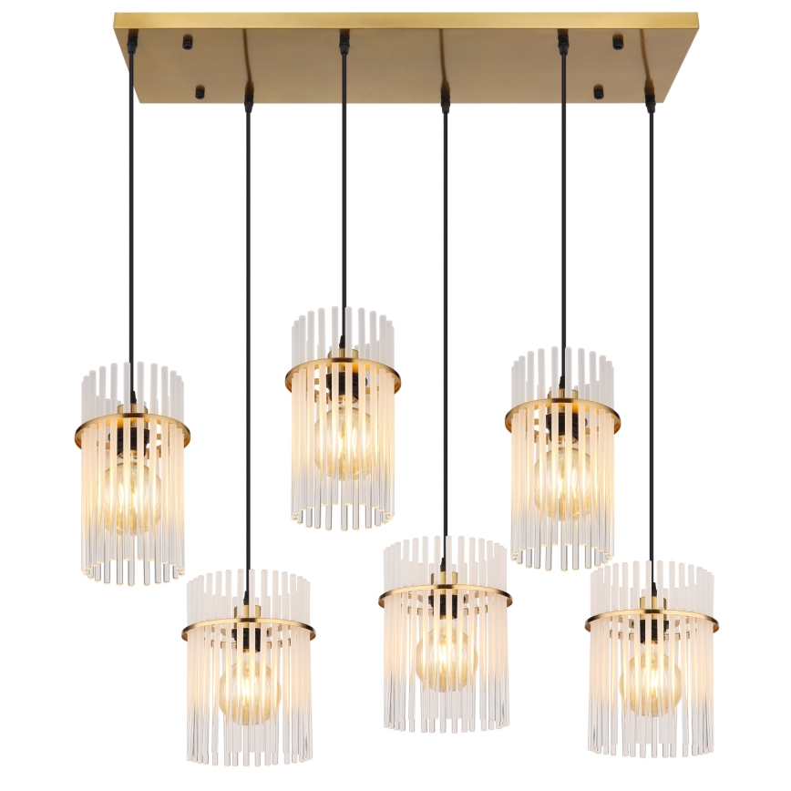 Globo - Hängeleuchte an Kabel 6xE27/60W/230V goldfarben