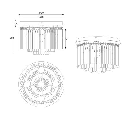 Globo - Anbau-Kronleuchter 5xE14/40W/230V d 32 cm schwarz