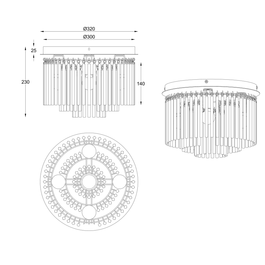 Globo - Anbau-Kronleuchter 5xE14/40W/230V d 32 cm schwarz