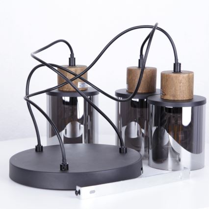 Globo - Hängeleuchte 3xE27/15W/230V d 27 cm Eiche