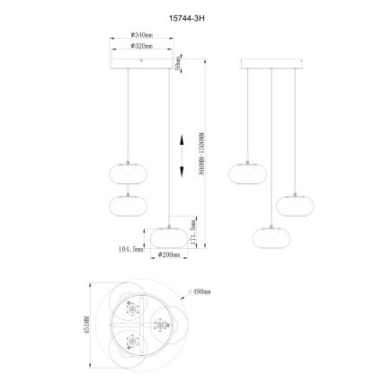 Globo - LED-Hängeleuchte 3xLED/6W/230V