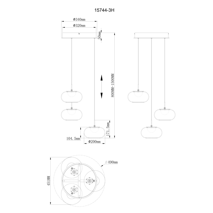 Globo - LED-Hängeleuchte 3xLED/6W/230V