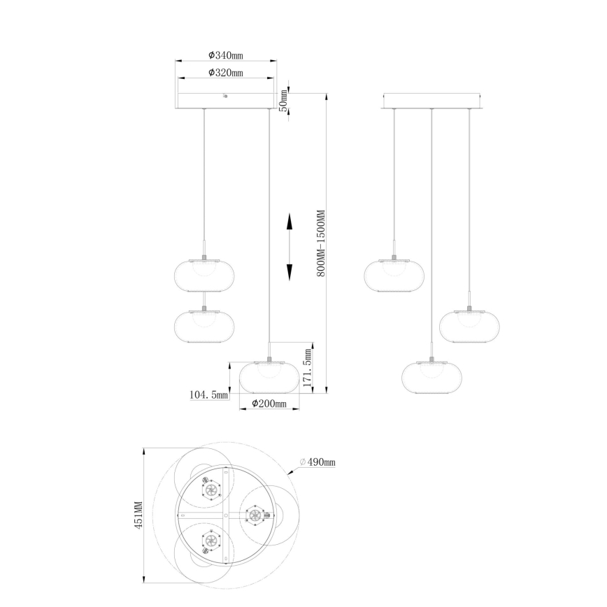 Globo - LED-Hängeleuchte 3xLED/6W/230V