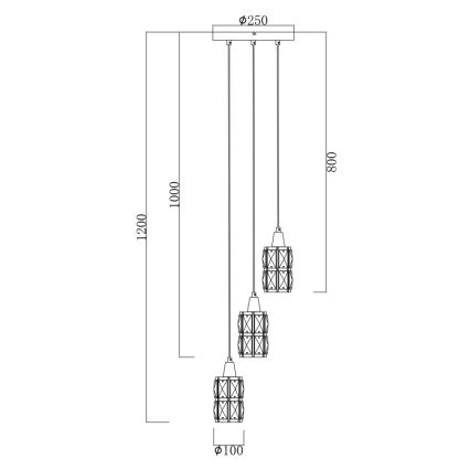 Globo 15760-3 - Kristall-Pendelkronleuchter WOLLI 3xE14/40W/230V