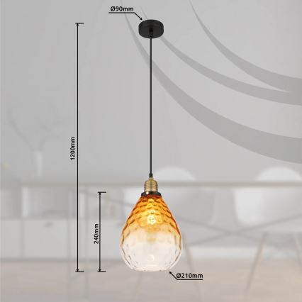 Globo - Hängeleuchte 1xE27/60W/230V d 21 cm orange