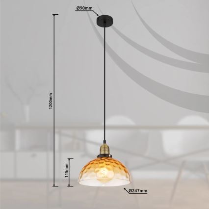 Globo - Hängeleuchte 1xE27/60W/230V d 25 cm orange