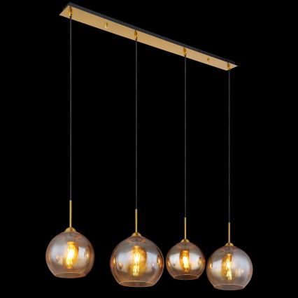 Globo - Pendelleuchte an Kabel 4xE27/60W/230V Messing