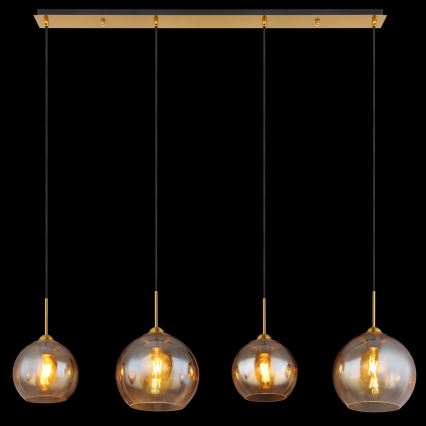Globo - Pendelleuchte an Kabel 4xE27/60W/230V Messing