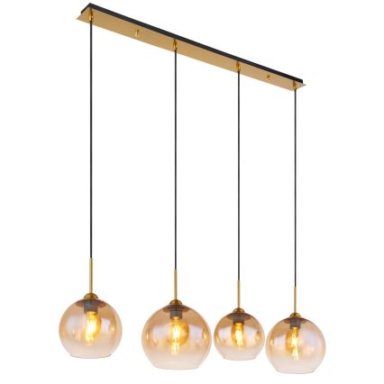 Globo - Pendelleuchte an Kabel 4xE27/60W/230V Messing