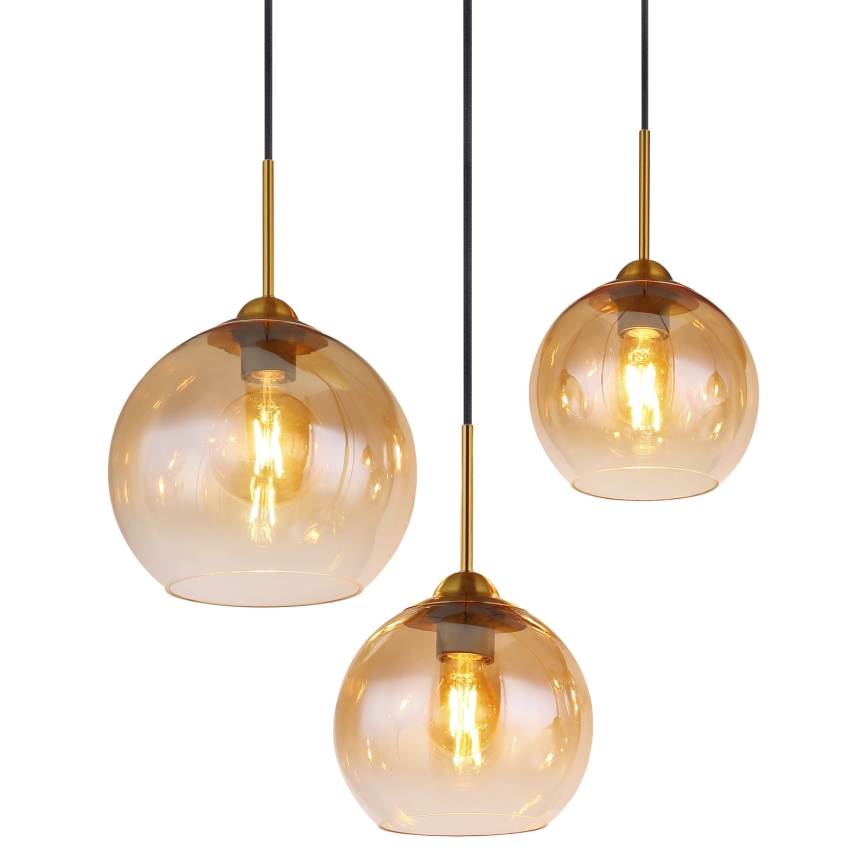 Globo - Pendelleuchte mit Seilaufhängung 6xE27/60W/230V Messing