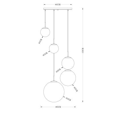 Globo - Hängeleuchte an Schnur 5xE27/40W/230V d 65 cm