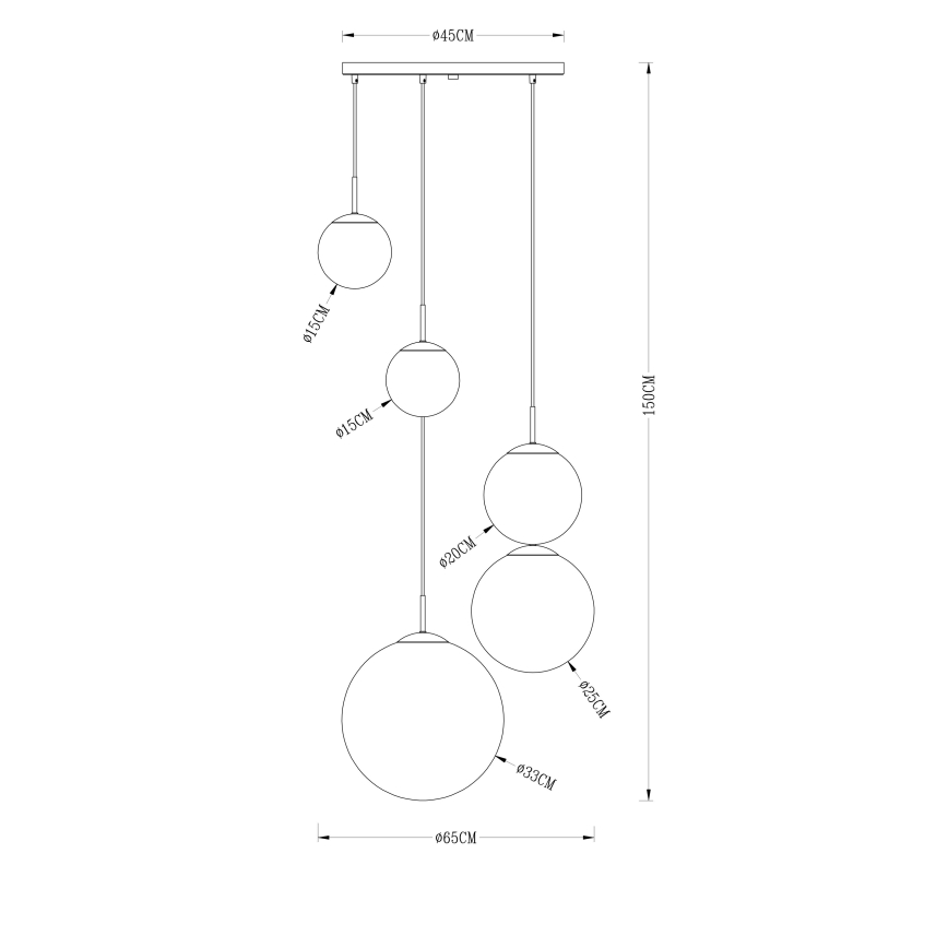 Globo - Hängeleuchte an Schnur 5xE27/40W/230V d 65 cm