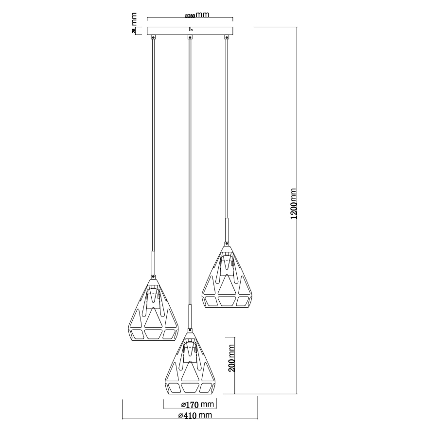 Globo - Hängeleuchte 3xE27/40W/230V