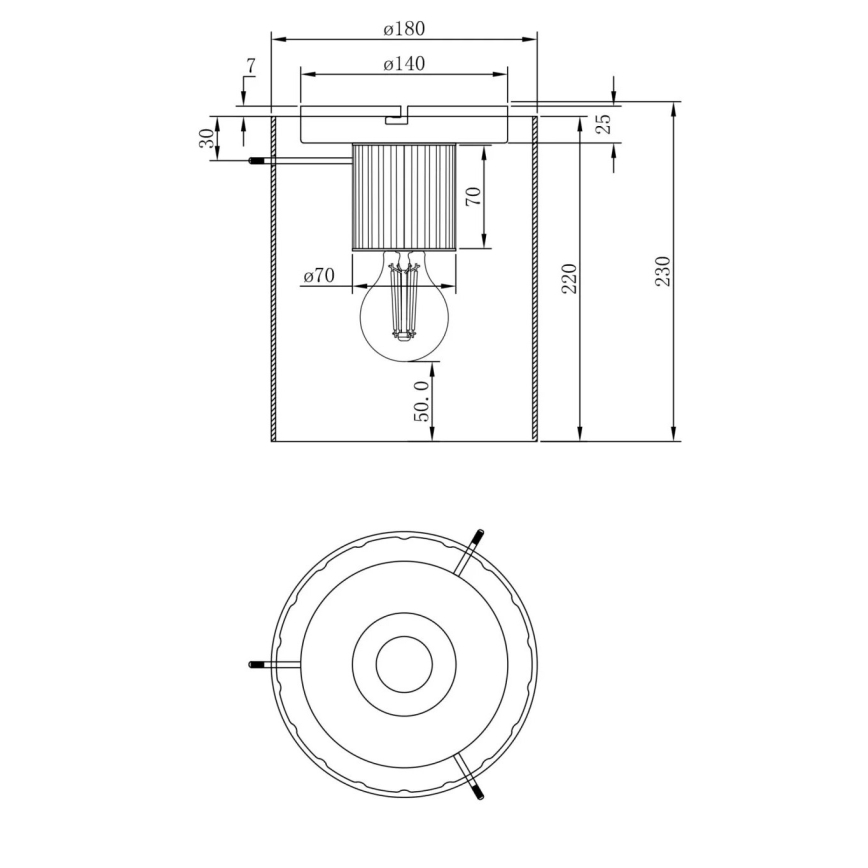 Globo - Deckenleuchte 1xE27/40W/230V d 18 cm braun