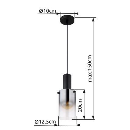 Globo - Hängeleuchte 1xE27/40W/230V d 12,5 cm schwarz