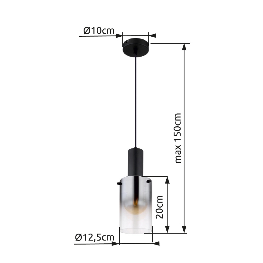 Globo - Hängeleuchte 1xE27/40W/230V d 12,5 cm schwarz