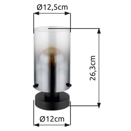 Globo - Tischleuchte 1xE27/40W/230V d 12,5 cm schwarz