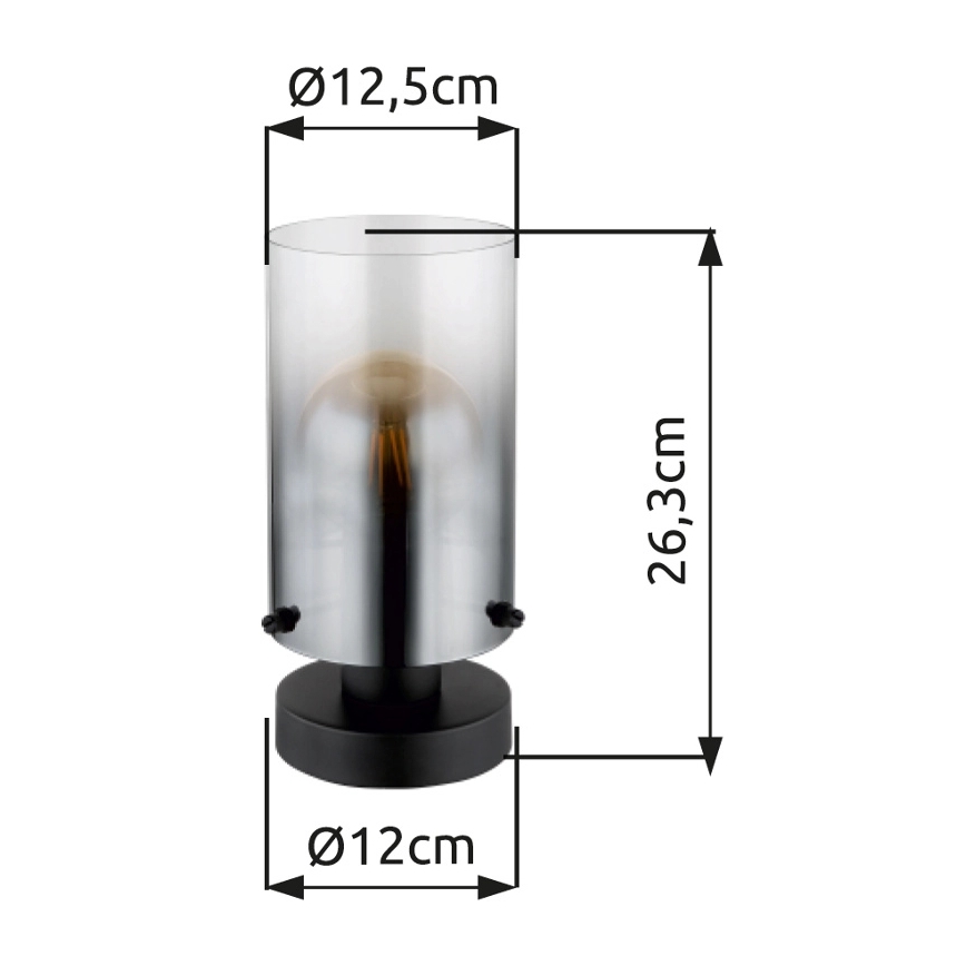 Globo - Tischleuchte 1xE27/40W/230V d 12,5 cm schwarz
