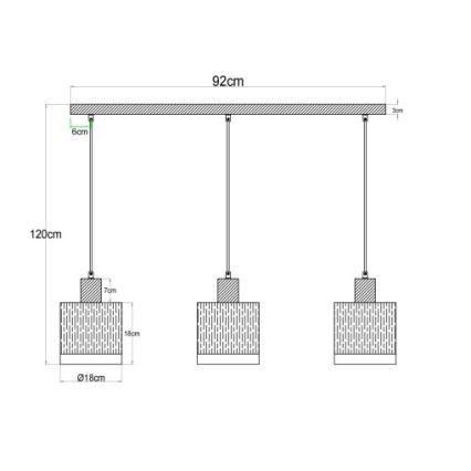Globo - Hängeleuchte mit Kabelaufhängung 3x E27/60W/230V