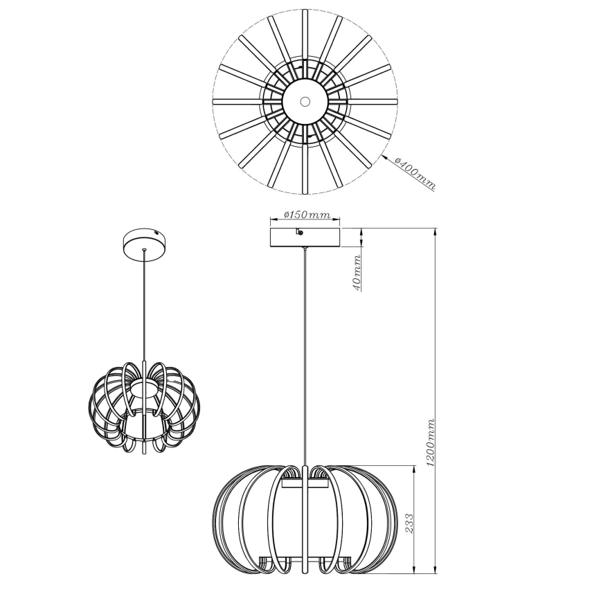Globo - dimmbare LED-Pendelleuchte an Kabel LED/40W/230V 3000K schwarz