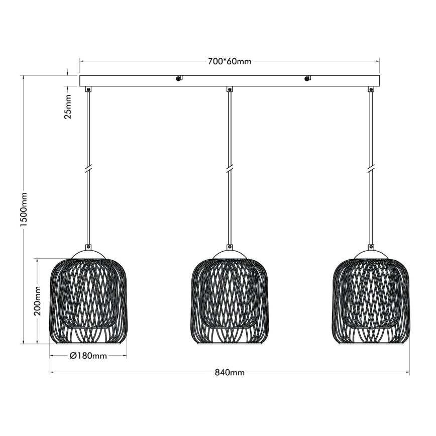 Globo - Pendelleuchte an Kabeln 3xE27/40W/230V beige/weiß